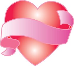 pink heart wrapped in banner clipart clipart
