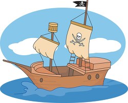 pirate ship at sea clipart