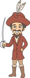 pirate wearomg boots hat holding sword clipart