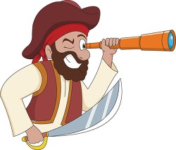 pirate with monocular clipart