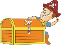 Pirate with Treasure Chest Clipart