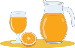 pitcher and glass of orange juice clipart
