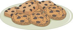 plate with chocolate chip cookies clipart 950