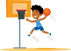 player jumps to dunk basketball clipart