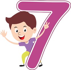 playful boy standing with number seven math clipart 6920