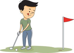 playing golf putting the ball into hole clipart 572