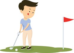 playing golf putting the ball into hole clipart 572