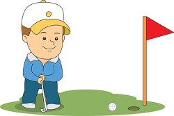 playing golf putting to hole clipart