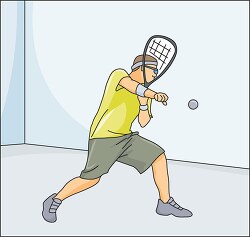 playing racquetball swing raquet clipart