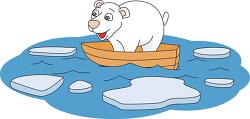 polar bear in boat melting iceberg global warming