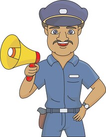 policeman with loudspeaker clipart