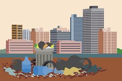 pollution garbage filled area with city in background clipart