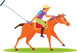 polo player riding horse polo clipart