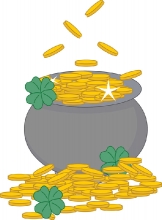 pot of gold clipart with clover clipart