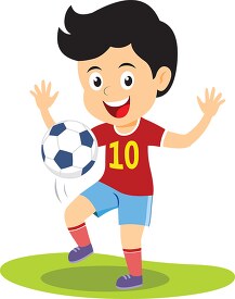 practicing hitting soccer ball with knee clipart