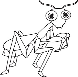 praying mantis insect cartoon black white outline clipart