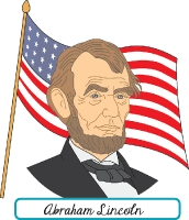 president abraham lincoln 2 with flag clipart