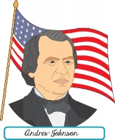 president andrew johnson with flag clipart