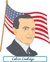 president calvin coolidge with flag clipart