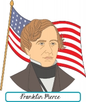 president Franklin Pierce with flag clipart