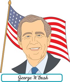 president george w bush with flag clipart