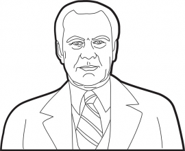 president gerald ford black and white outline clipart