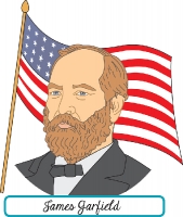 president james garfield with flag clipart