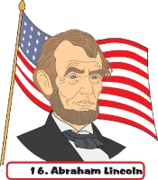 president lincoln with american flag n background clipart