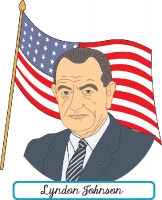 president lyndon johnson with flag clipart