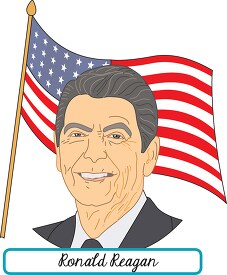 president ronald reagan with flag clipart