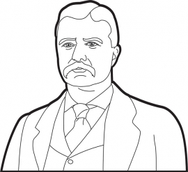 President Theodore Roosevelt black and white outline clipart