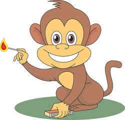 primates monkey with match box