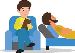 psychiatrist with patient on couch clipart 2