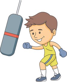punching a boxing bag clipart
