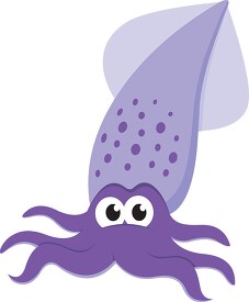 purple cartoon style vector squid clipart