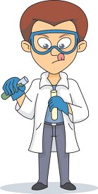 puzzled scientist holding test tube performing experiment clipar