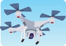 quadcopter drone camera in the sky clipart