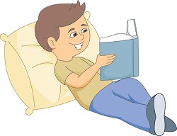 reading a book resting on pillow clipart 87878