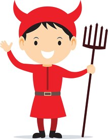 red devil with pitchfork costume halloween clipart
