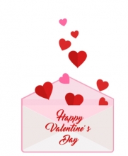 red hearts into envelope happy valentines day animated clipart
