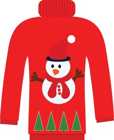 red xmas sweater with snowman clipart