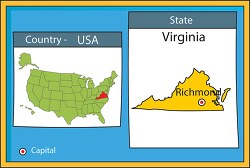 richmond virginia state us map with capital