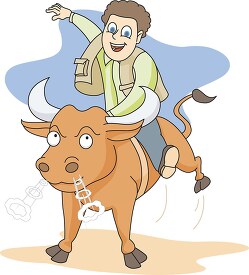 riding bull at rodeo clipart