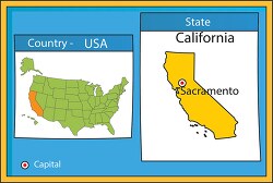 sacramento california state us map with capital