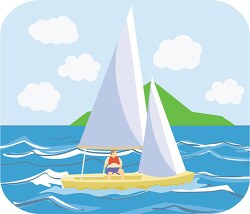 sailing in ocean near island clipart image