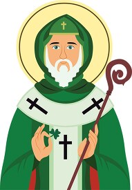 saint patrick holding clover christian clipart