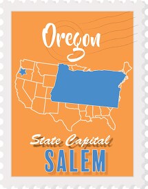 salem oregon state map stamp clipart
