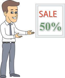 salesman with sales sign