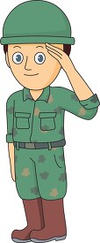 saluting soldier wearing fatigues clipart
