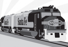 santa fe train engine train gray color